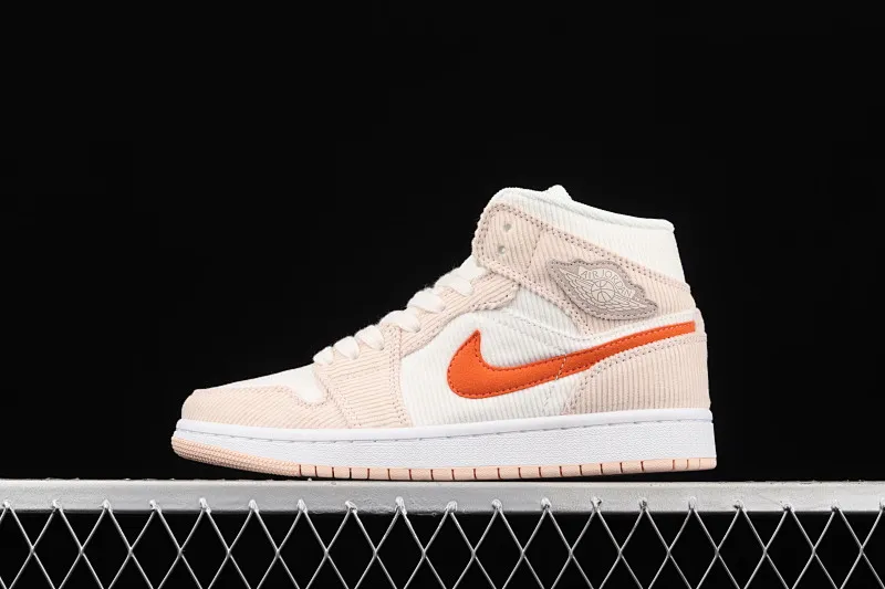 All categories Air Jordan Jordan series basketball shoes Air Jordan 1 Mid G version pure original Air Jordan 1 Mid AJ1 Joe 1 corduroy orange Chinese basketball shoes DA8009-108